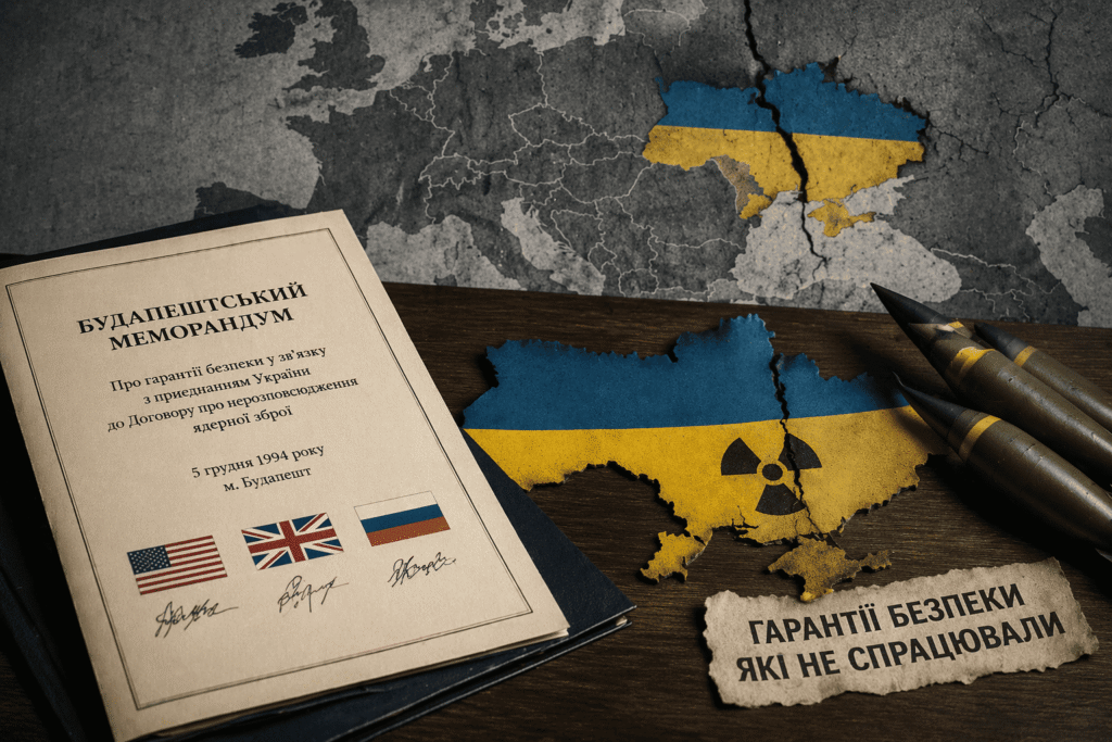 Будапештський меморандум і карта України — ілюстрація до матеріалу про відмову від ядерної зброї та гарантії безпеки
