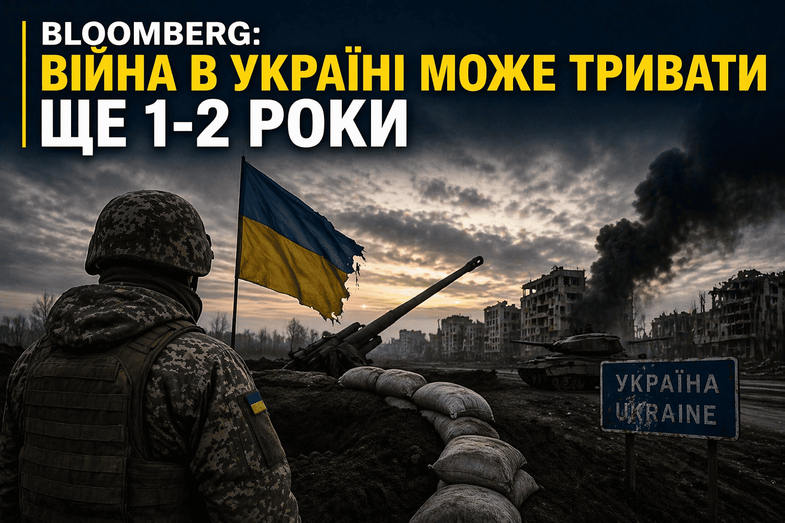 Ілюстрація до матеріалу Bloomberg про те, що війна в Україні може тривати ще один-два роки