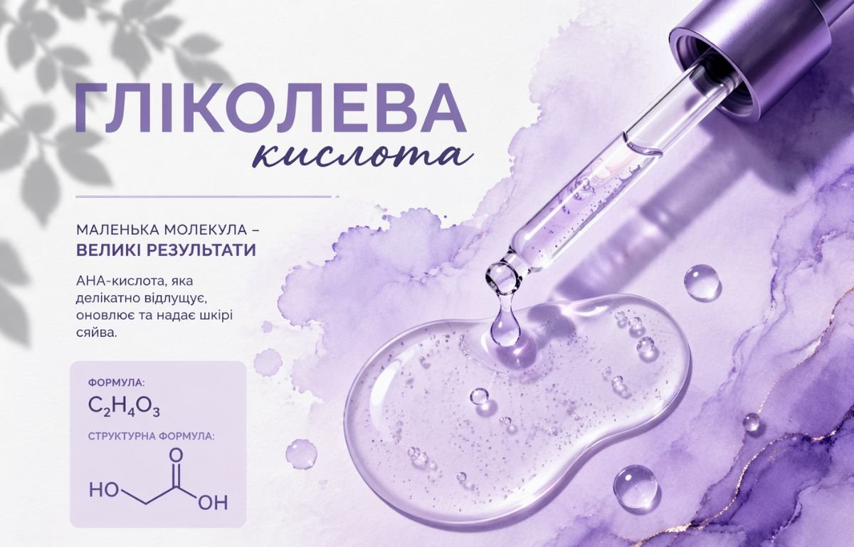 Пляшечка з гліколевою кислотою поруч з цукровою тростиною та цитрусом на мармуровій поверхні