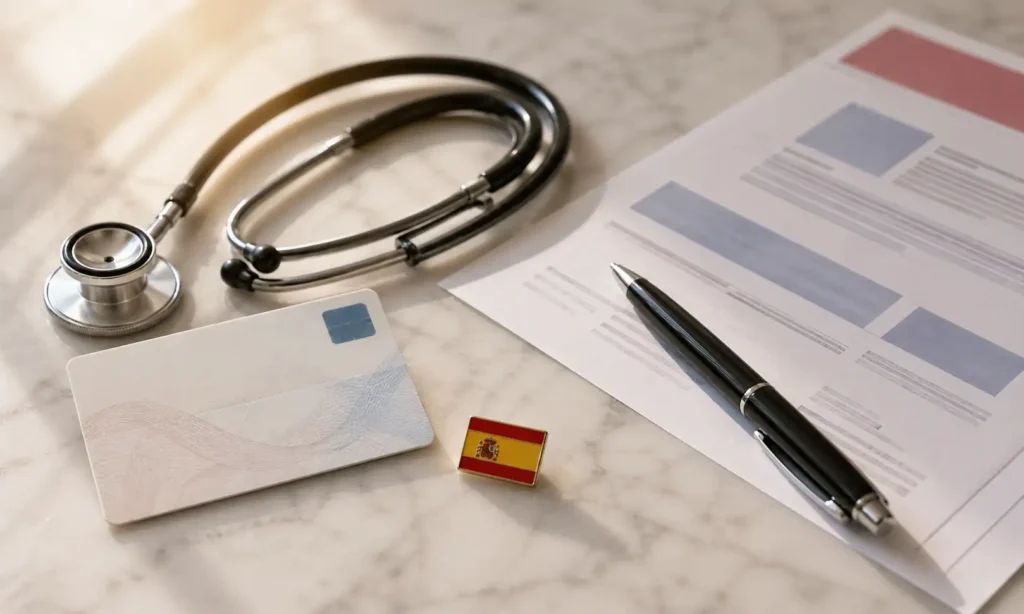 Медична картка SIP, стетоскоп, прапор Іспанії і документи — все що потрібно для отримання безкоштовної медицини в Іспанії