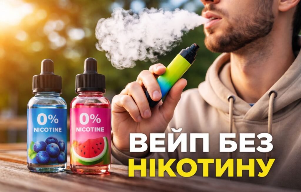 Хлопець курить вейп без нікотину — ілюстрація до матеріалу про можливу шкоду для легень