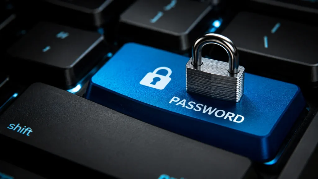 Замок на клавіші клавіатури з написом PASSWORD — ілюстрація до гайду про менеджер паролів