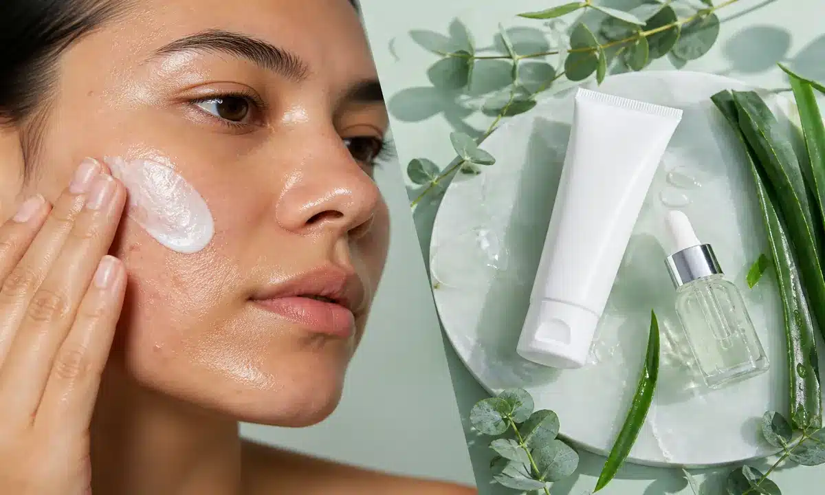 Жінка наносить SPF на жирну шкіру обличчя — рейтинг матуючих сонцезахисних кремів 2026