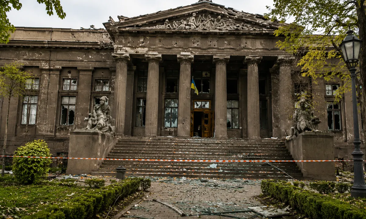 Пошкоджена культурна будівля у Києві після російської атаки 24 травня