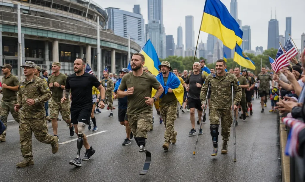 Українські військові та американські ветерани під час забігу Soldier Field 10 у Чикаго