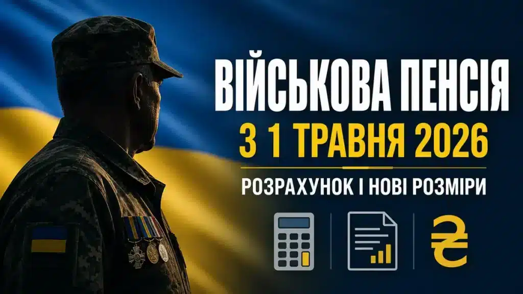 Український ветеран із медалями на тлі прапора України — військова пенсія з 1 травня 2026 року: розрахунок і нові розміри