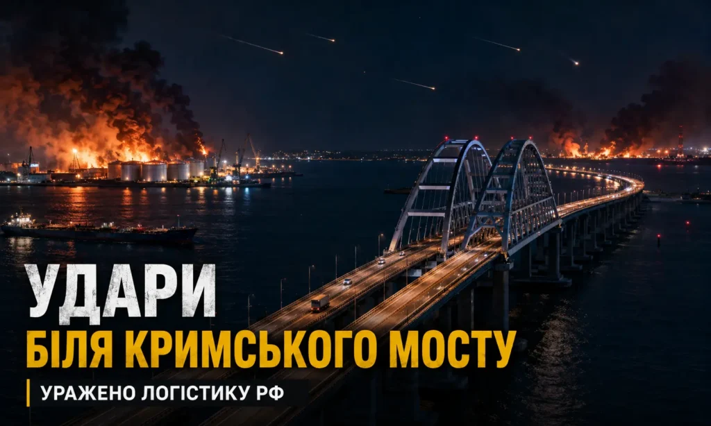 Удари біля Кримського мосту по логістиці РФ та нафтобазі в Керчі