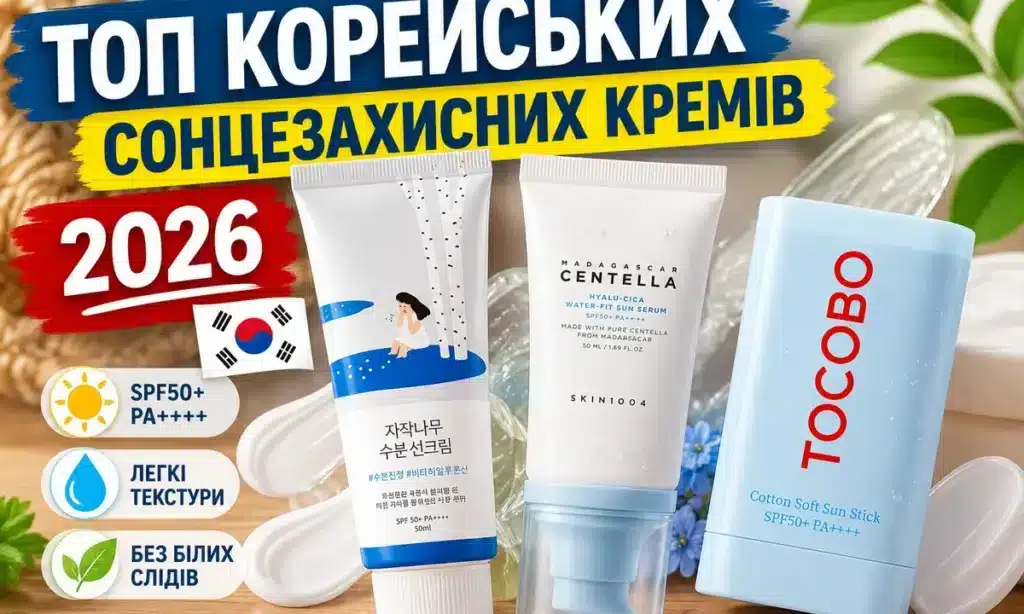 Корейський сонцезахисний крем: ТОП-10 SPF50+ PA++++ — Round Lab, SKIN1004, Tocobo 2026