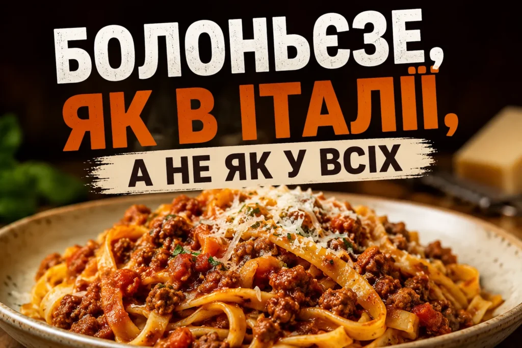 Паста болоньєзе — тальятелле з густим м'ясним рагу по-болонськи, посипані тертим пармезаном