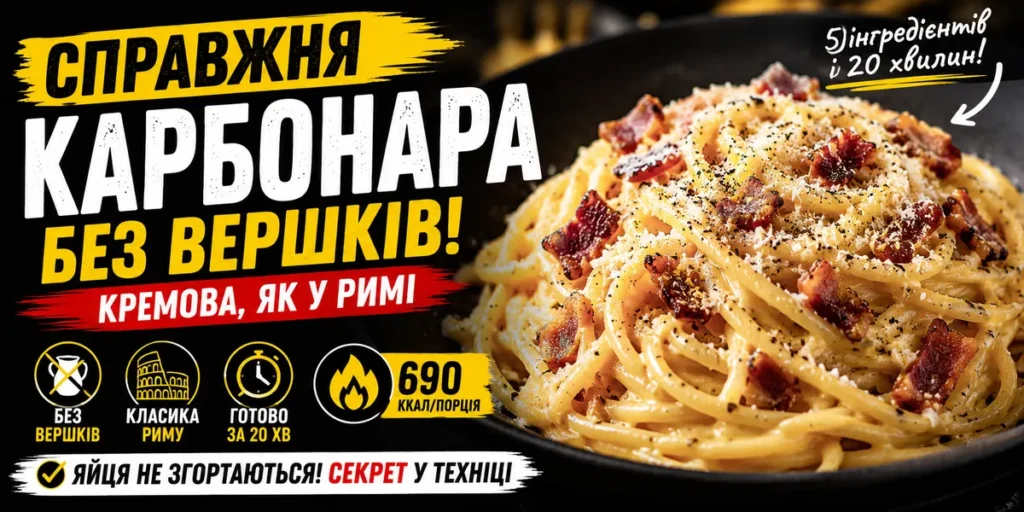 Паста карбонара у сковороді — спагетті в кремовому яєчному соусі з хрустким гуанчале, пармезаном і чорним перцем