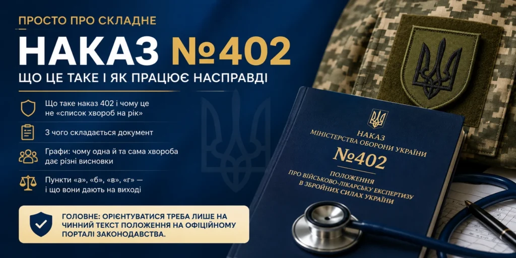 Наказ Міністерства оборони України № 402 — Положення про військово-лікарську експертизу, стетоскоп і військова форма
