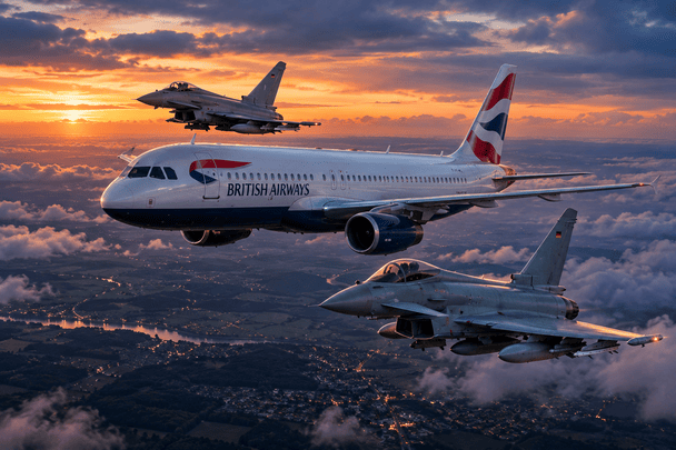 винищувачі Німеччина супроводжують літак British Airways після втрати зв'язку з екіпажем