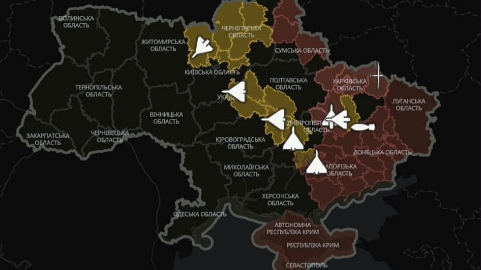 повітряна тривога додаток показує маршрути ракет і дронів на карті України